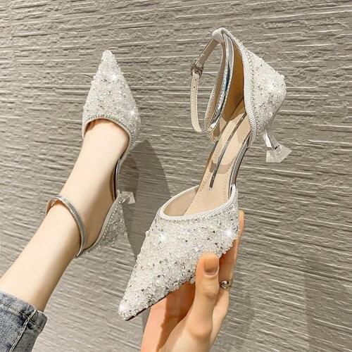Korean Version of The Night Market Fashion Word with Hollow High Heels Spring New Pointed Toe Sandals Women Sandals