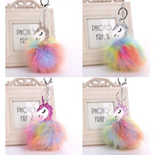 Fashion Mutilcolor Animal Pendant Keychain Charm Style Women Colorful Cute Gift Plush Pendant Keyring
