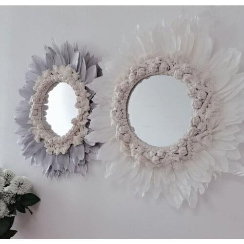 Wall Decoration DIY Mirror Decor Handmade Anti-drop Widely Used Exquisite Acrylic Eye-catching Feather Wall Decor for Home