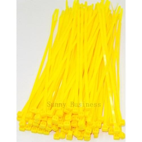 500 Pack Lot Pcs - 8" Inch 3.6x200mm yellow 40 lbs UV Resistant Nylon Cable Zip Wire Tie