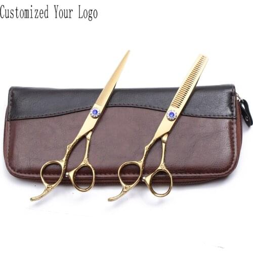 Left-Hand 5.5" 6" 440C Customized Brand Animal Scissors Grooming Scissors Cutting Scissors Thinning Shears Pets Shears Set C8002