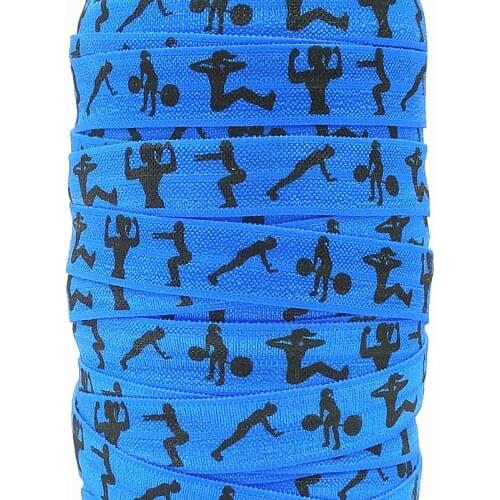 Q&N ribbon wholesale/OEM 5/8inch 16mm 16620001 physical exercise sport printed folded over elastic FOE 50yds/roll free shipping