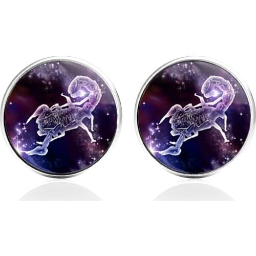 Luxury High Quality Constellations Scorpio Cufflinks Fashion Glass Cufflinks Cuff Links for Business/Wedding/Party Gifts for Men