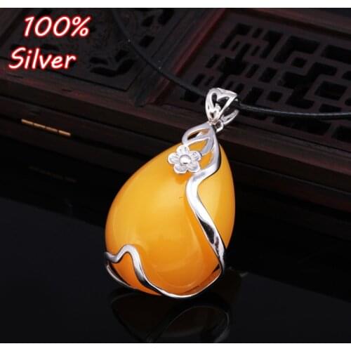 Silver Color 925 Pendant Blank Base Fit 45*23mm Gem Glass Resin Accessories For Jewelry Wholesale
