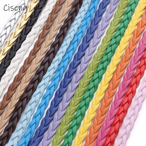 10meters/lot 15 Colors 5mm Flat Braided Leather Cord For Necklace Bracelet String Rope Thread Lace DIY Jewelry Making Findings