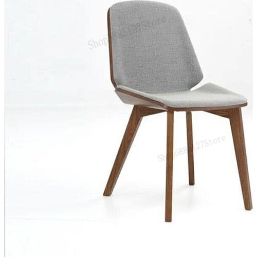 Nordic Dining Table Chair Home Backrest Stool Light Luxury Hotel Dining Chair Solid Wood Leather Dining Chair Ins Net Red Dressi
