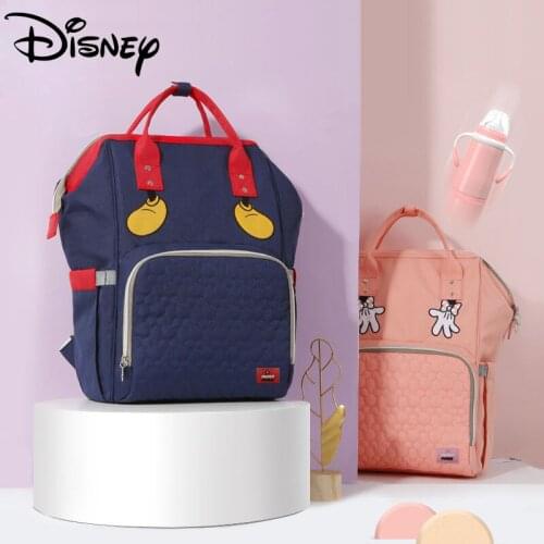 Disney Multi-Function Mummy Bag Waterproof Maternity Backpack Newborn Care Storage Bag Free USB Heated Baby Stroller Hook