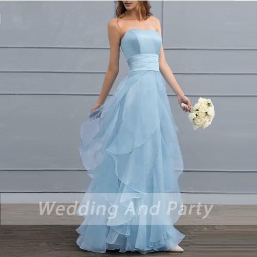 Womens formal prom evening dress strapless organza long wedding party dress Plus size Ceremony Dress