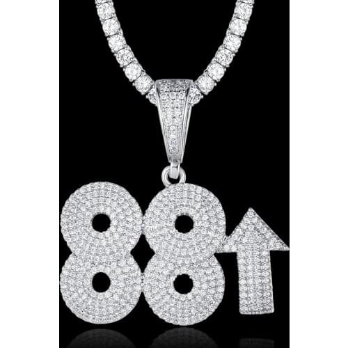 100% Micro Zircon Hip Hop Bling Bling 88 Arrow Pendant Necklace For Men Jewelry Dropshipping Gift Zircon Tennis Chain