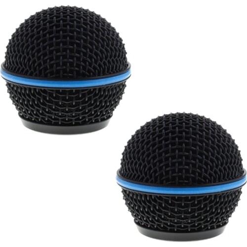 Bolymic 2 Pack Black Microphone Grill for Shure RK323 Beta58 Grille with Blue Ring Windscreen