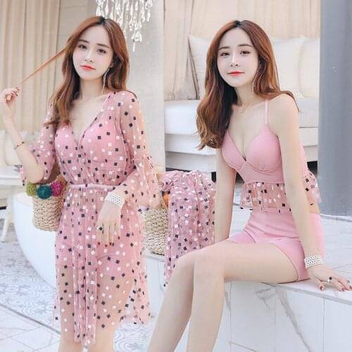 2020 New Style Steel Support Swimsuit Female Sexy Three-Piece Split Graceful Skirt Hot Spring Swimsuit Wholesale 665812