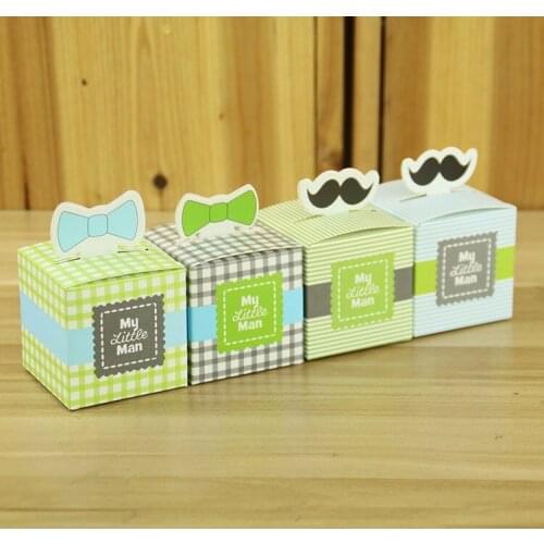 50pcs My little Man Cute Mustache Sail Celebration Birthday Boy Baby Shower Favor Boxes Gift Box Baptism Party Souvenirs