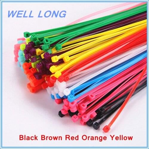 500pcs/lot 3*150mm Black Brown Red Orange Yellow Self-Locking Nylon Wire Cable Zip Ties, Cable Ties Series color Kit