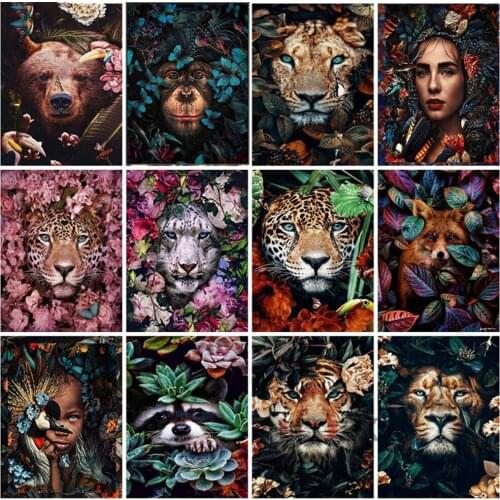 5D Diamond Painting Leopard Flower Diamond Round/Square Embroidery Animal Gift Handmade Home Decor Picture Of Rhinestones Art