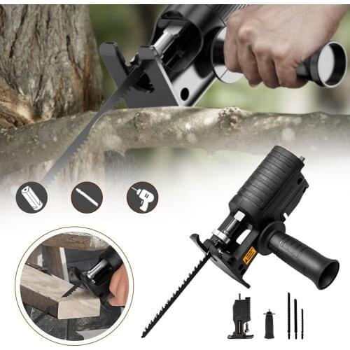 Reciprocating Saw Adapter Electric Drill Modified Attachment Electric Saw Power Tool Wood Cutter Machine Attachment w/ 3 Blades