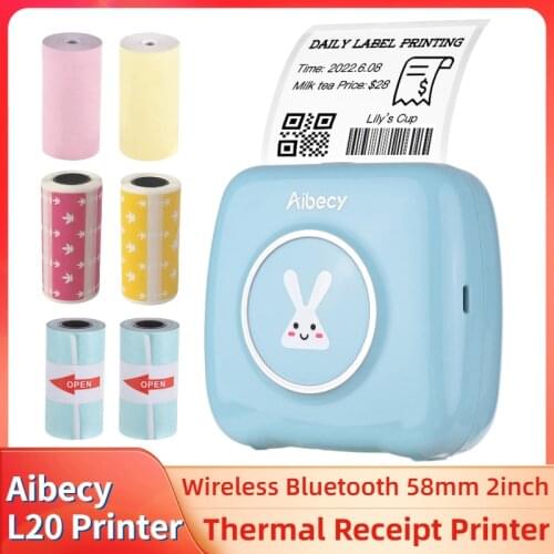 Aibecy 58mm Thermal Label Maker Printer Photo Printer Sticker Printer Portable Wireless BT Mobile Printer for Printing Picture