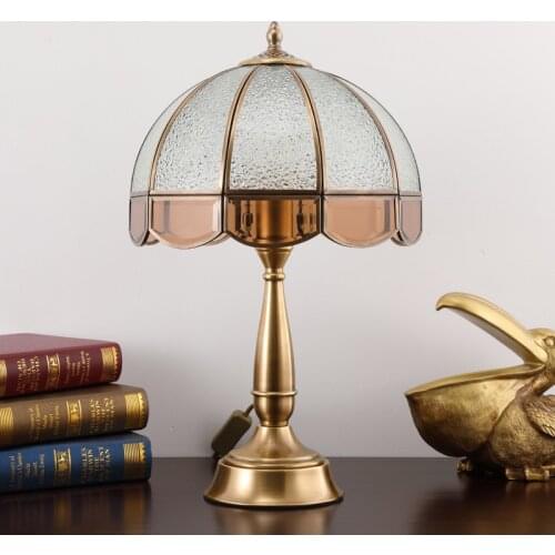 American Bedroom Bedside Creative Warm Living Room Simple Wedding Gift Copper Glass Table Lamp E27 AC110V 240V