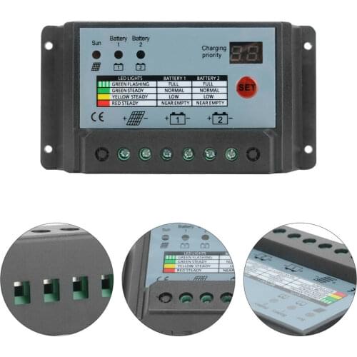 20A/10A 12V 24V Auto Solar Charge Controller MPPT PWM Controllers LCD Dual USB 5V Output Solar Panel PV Regulator