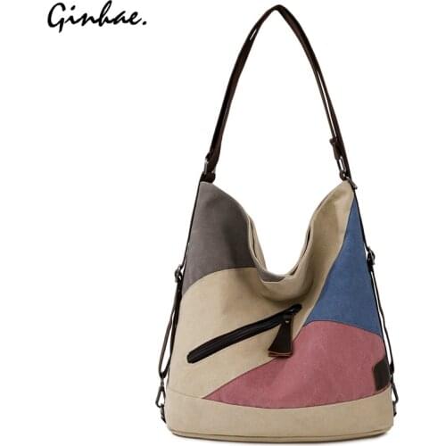 Large Capacity Tote Bags For Women Casual Daily Canvas Handbag High Quality Patchwork School Bag College Panelled Shoulder Bag