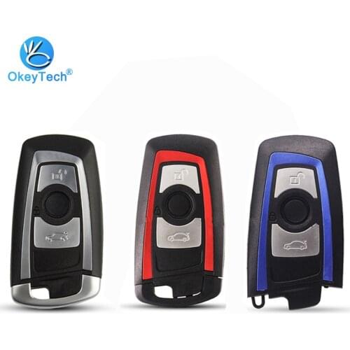 OkeyTech Smart Key Shell Cover Case Keyless for BMW CAS4 F 3 5 7 Series E90 E92 E93 X5 HU100R with Uncut Blank Blade