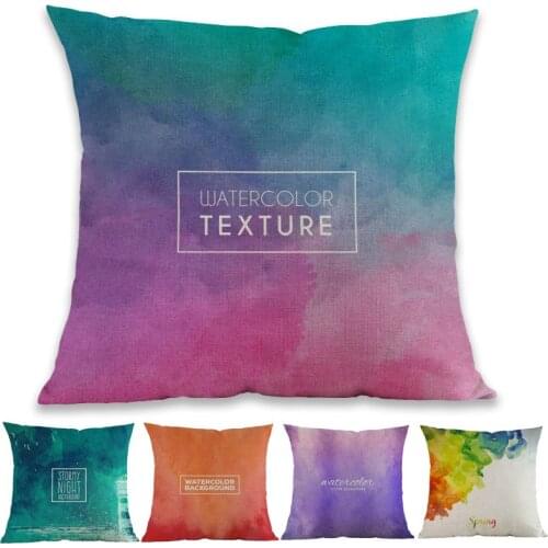 Watercolor Style Geometric Abstract Gradient Pattern Home Sofa Decoration Cushion Cover Linen Cotton Throw Pillow Case