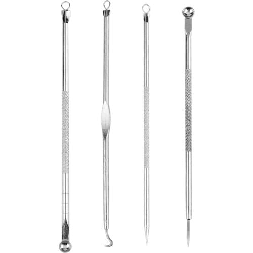 4pcs/set Dual Heads Acne Needle Blackhead Blemish Squeeze Pimple Extractor Remover Spot Cleaner Beauty Skin Care Tool Kit
