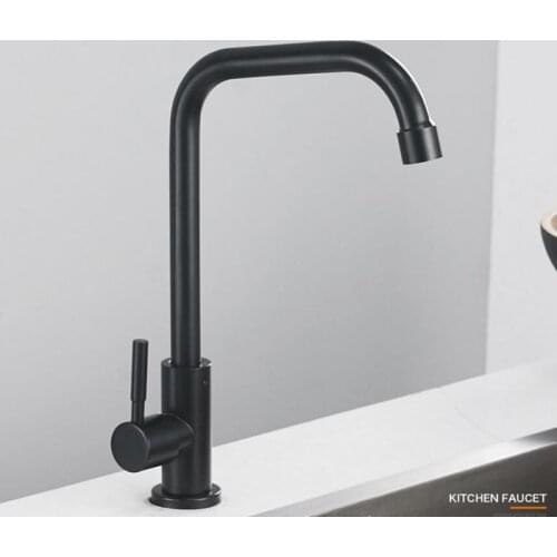 Stainless Steel Kitchen Black Faucet Deck Mounted Sink Single Cold Water Faucet Single Handle Single Hole KF909