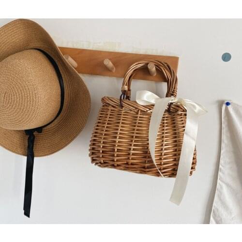 Girl Mini Purses and Handbags 2020 Summer Straw Women Beach Handbag Baby Girls Rattan Small Wallet Beach Hand Bag