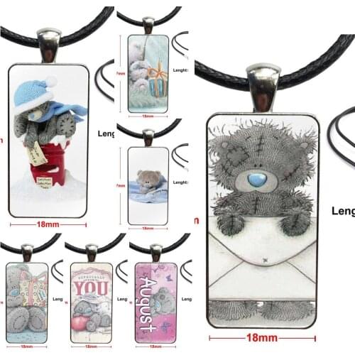 Fashion Glass Cabochon Pendant Necklace With Women Steel Plated Statement Jewelry For Women Girls Tatty Teddy Me To You Bear