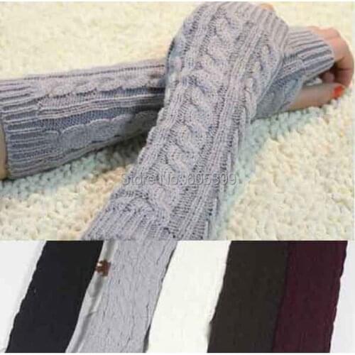 Fashion Household gloves Winter Mitten Warm Unisex Men Women Arm Warmer Fingerless Knitted Long Gloves