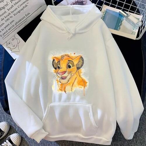 Fashion The Lion King Simba Hoodies Womens Clothing Disney Autumn Kawaii Pullover Cartoons Warm Femme Couple Hooded Sweatshirts