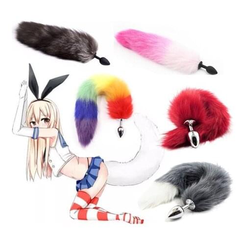 Soft Fox Tail Metal/Silicone Anal Insert Dildo Butt Plug Anus Expander BDSM Slave Animal Role Play Party Sex Toy Couple Flirting