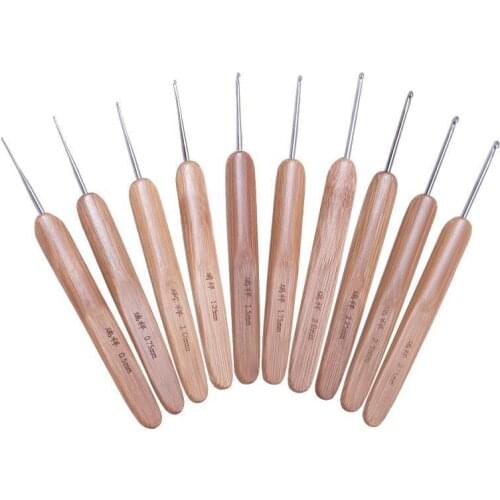 10pcs/Set 0.5mm-2.75mm Bamboo Knitting Needles Set Small Lace Knitting Hooks Set DIY Crochet Hooks Needles For Yarn Handle Tools