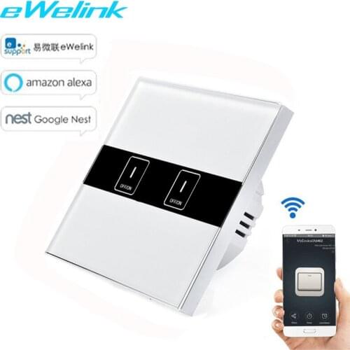Eruiklink EU Wall Light WiFi Switch Smart Home Intelligent 2 Gang Panel WiFi /App/ Touch Remote Wireless Switch Works With Alexa