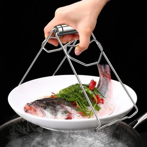 Stainless Steel Plates Clip Foldable Hot Dish Plate Bowl Clip Pots Gripper Crockery Holder Clamp Tongs Claw Holder Lifting