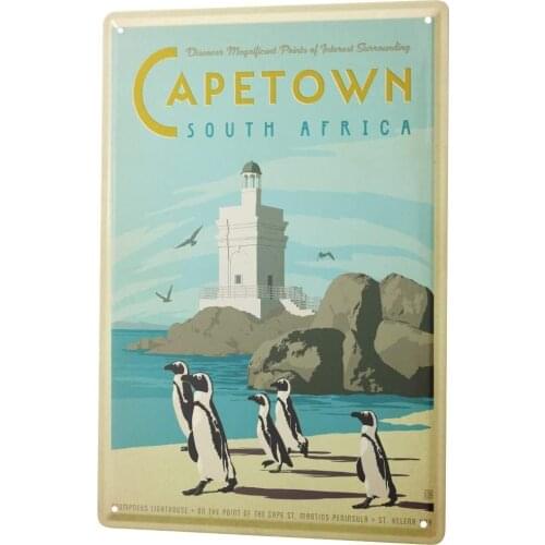 SINCE 2004 Tin Sign Metal Plate Decorative Sign Home Decor Plaques World Tour Cape Town South Africa Penguins Lighthouse Beach