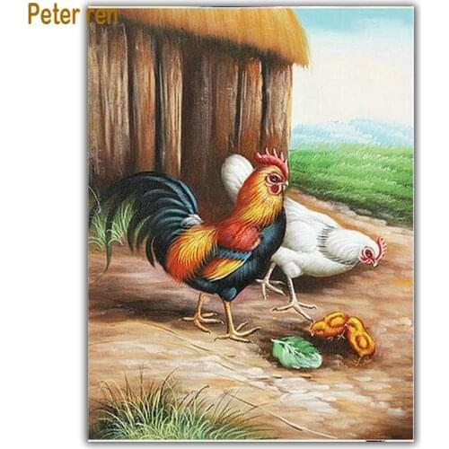 Peter ren Full Diamond Painting Cross Stitch Arts and Crafts Diamond Mosaic Picture of Rhinestones Old chicken with chicken