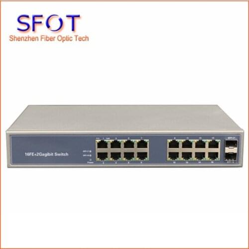 POE reverse Switch, 2 Port SFP + 16 Port FE Rj45 Operational PD switch