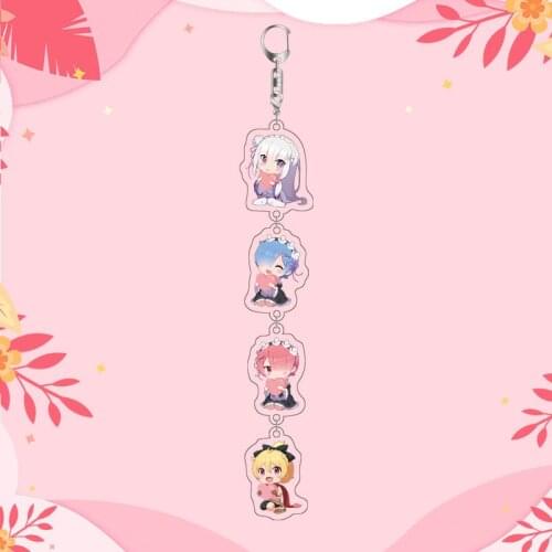 Re:Life in a different world from zero Long Acrylic New Anime String Keychain For Key Ring Party Gift Jewelry Drop Shipping