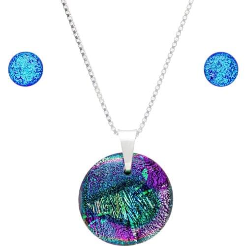 DARK DIAMOND®-Set of dichroic crystal and sterling silver 925in assorted colors. 100% handmade. Unique in Spain