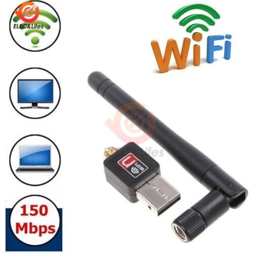 USB WiFi Adapter 150Mbps 5dBi PC WiFi Dongle USB 2.0 Wi-Fi Antenna Receiver Mini Ethernet Wireless Network Card Adapter