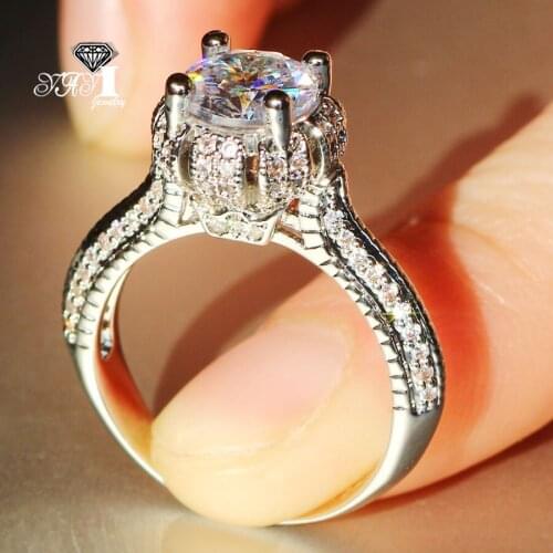 YaYI Jewelry Fashion Princess Cut 3.4 CT White Zircon Silver Color Engagement Rings wedding Rings Party Rings