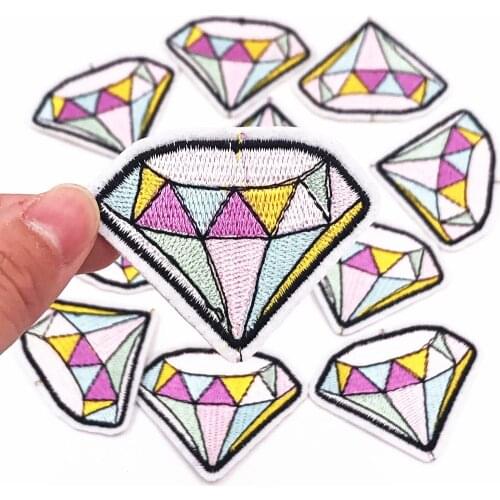 1Pcs Diamond Shape Iron On Embroidered Patch Clothes Patches For Clothing Clothes Bag Custom Kids Accessories