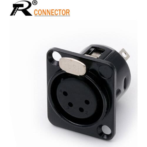 1PC Metal 4 PIN XLR Female Chassis Connector Push-type XLR Panel Mount Wire Connector Audio Speaker Jack Socket 4pole Conector