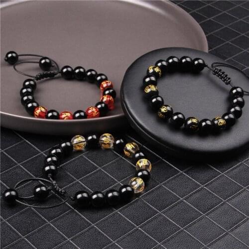 10mm Chinese Feng Shui Amulet Wealth and Lucky Open Bracelets Unisex Tibetan Buddhism Yoga Handmade Bracelet Jewelry Wholesale