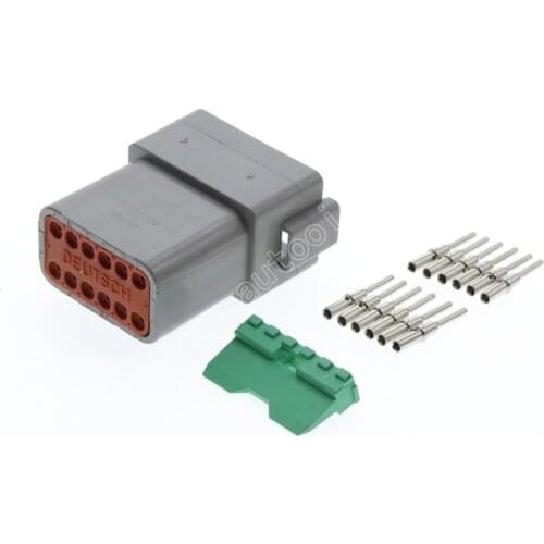 100Kits Deutsch DT Series 12 Way Plug Connector Kit DT04-12P Plug Assembly + Pins & Wedglock Automotive Rectangular DC Connector