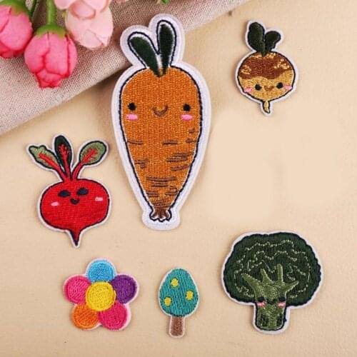 2019 High-quality Cartoon Six colored flowers Carrot Patches for Clothing Punk Wind Diy Coat Hats Small trees Embroidery Badges