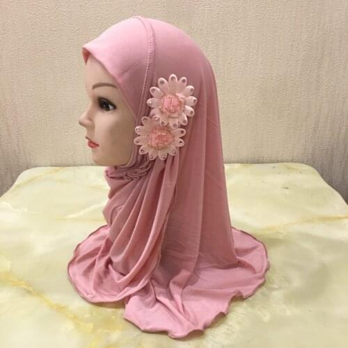 2021 Muslim Girl Hijab Flower Hijab Al Amira For Girl Child Kids Hijab For Muslim Girl Headscarf Jersey Muslim Fashion Islam