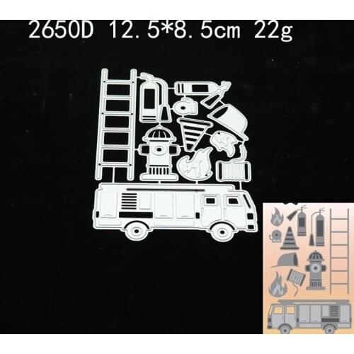 2021 Fire Truck Metal Cutting Dies DIY Scrapbooking Paper Photo Album Crafts Knife Mould Cards Embossing Mold Stencils for Decor