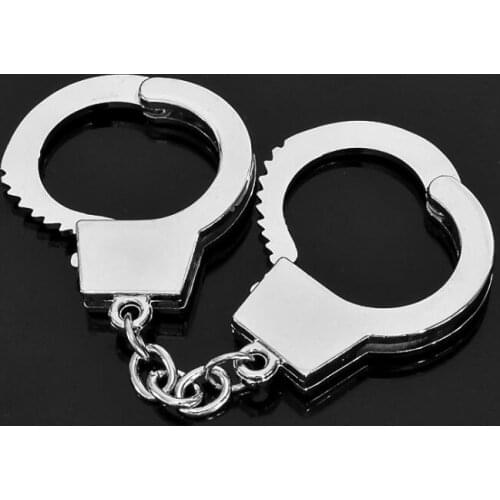 50pcs/lot Alloy Openable Hand cuffs Keychain For Keys Bag Key Ring Handbag Charms Thumb Cuffs Ring Couple Key Chain